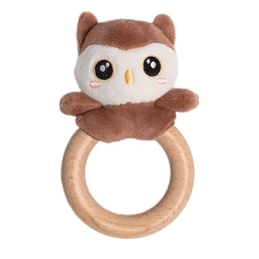 Owl Wooden & Plush Baby Teether