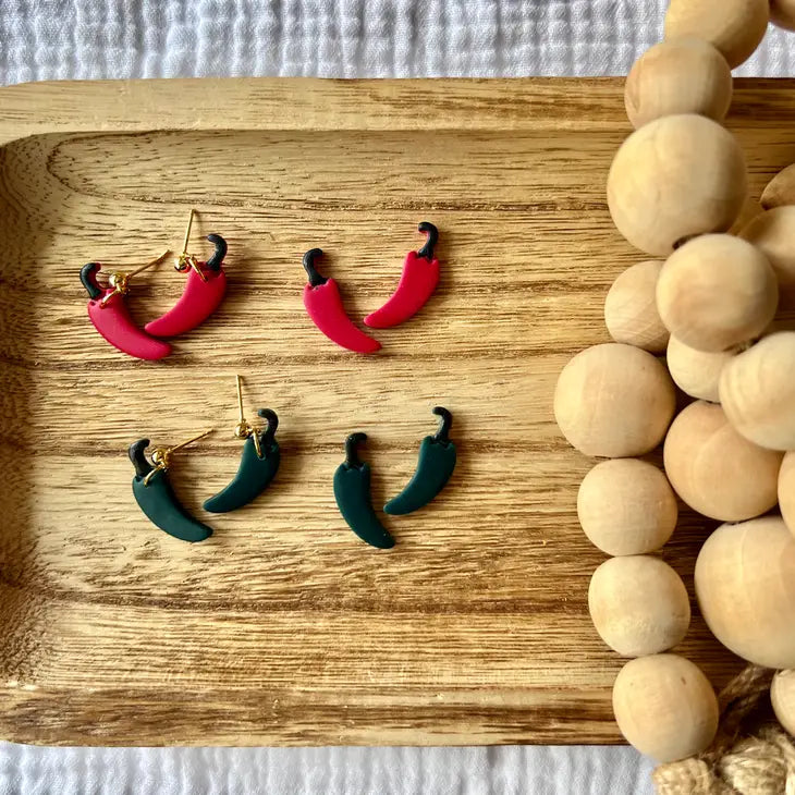 Pepper Clay Earrings - Hoop, Red