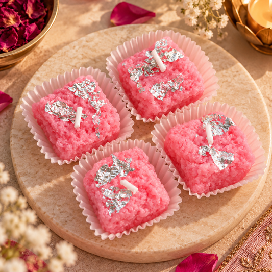 Pink Barfi Candle – Set of 4 | Handmade Soy Wax | Made in New York