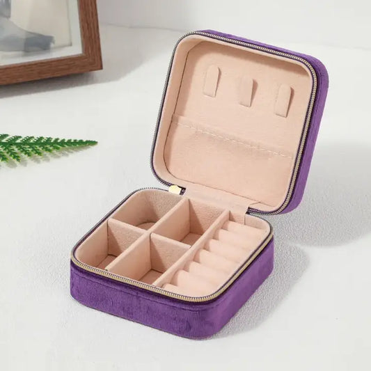 Plush Jewelry Box For Travel in Assorted Colors - Purple