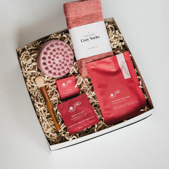 Calm & Cozy Gift Basket - Rosy Glow