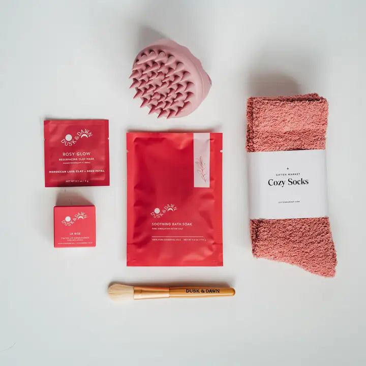 Calm & Cozy Gift Basket - Rosy Glow