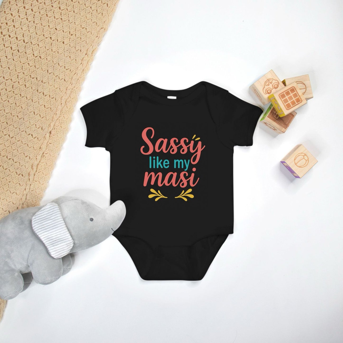 "Sassy Like My Masi" Baby Onesie - Black