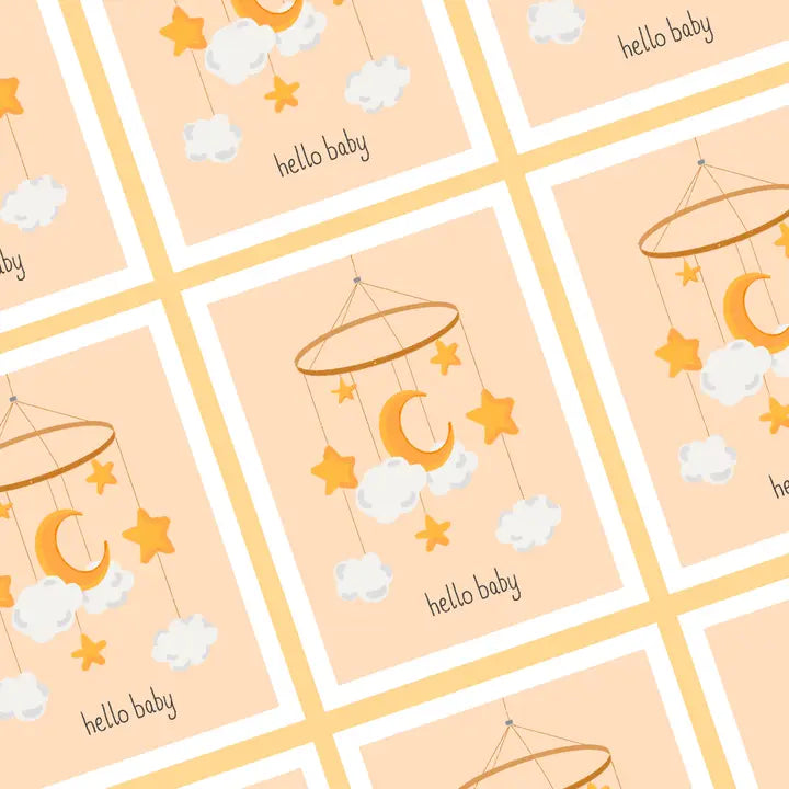 Stars and Moon Mobile Hello Baby Baby Greeting Card