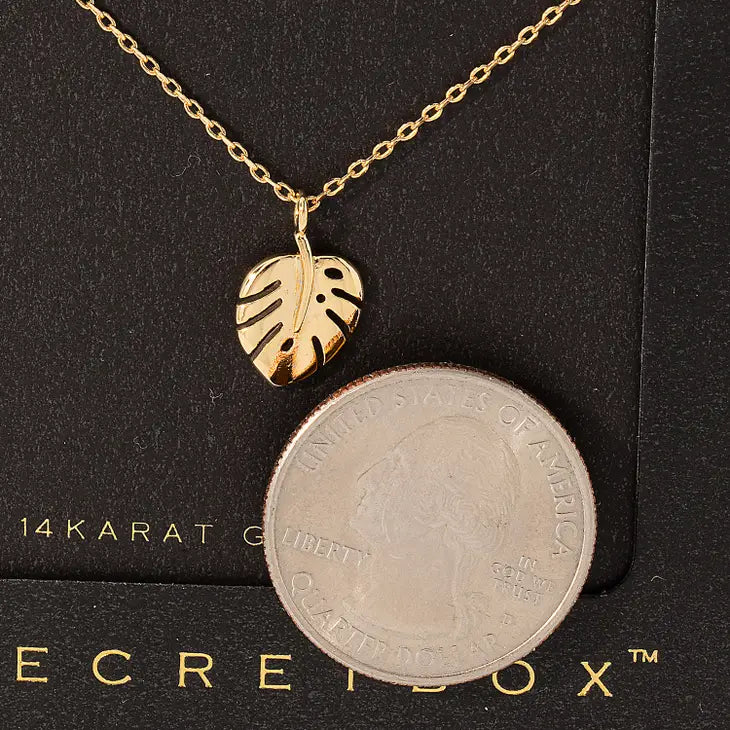 Secret Box Monstera Leaf Pendant Necklace