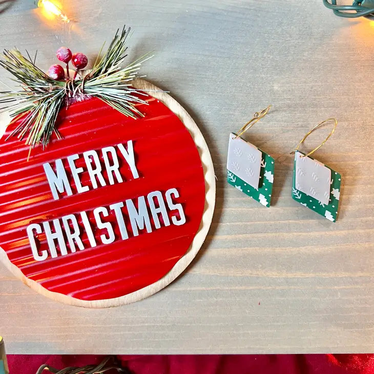 Christmas Tree Hoop Earrings