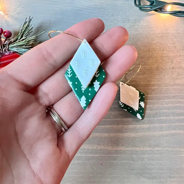 Christmas Tree Hoop Earrings