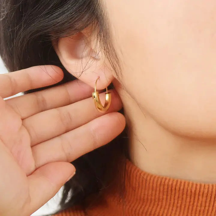 Mackenzie 18K Non-Tarnish U-Shape Hoop Earring - Yellow Gold