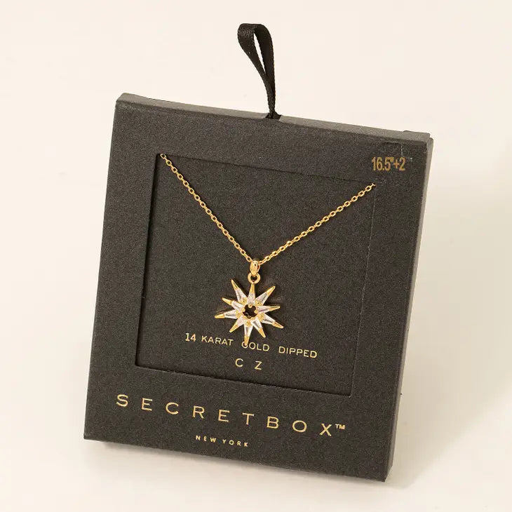 Secret Box Rhinestone North Star Pendant Necklace