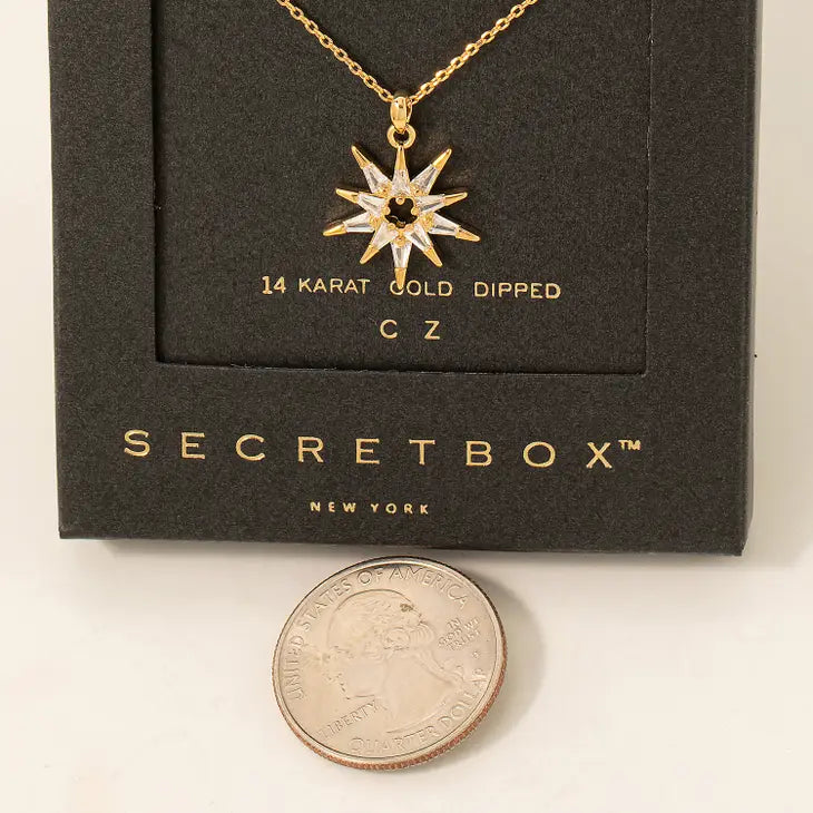 Secret Box Rhinestone North Star Pendant Necklace