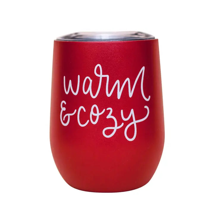 Warm & Cozy Metal Wine Tumbler - Christmas Home Decor & Gift