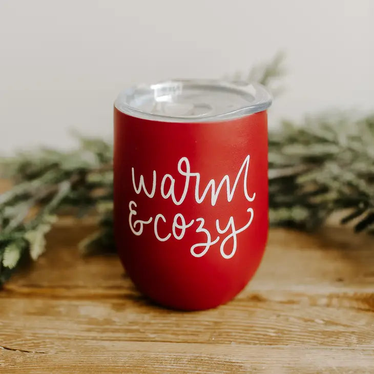 Warm & Cozy Metal Wine Tumbler - Christmas Home Decor & Gift
