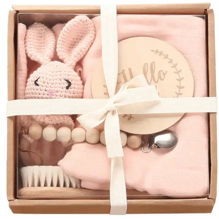 Welcome Baby Gift Box - Charming 6-Piece Set For Newborns - Blush Pink
