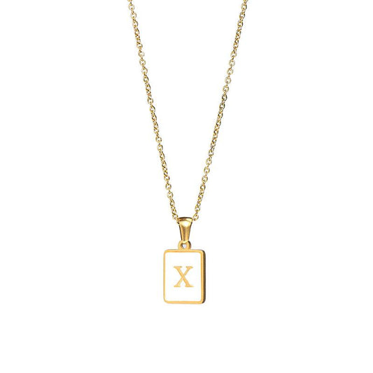 Square Initial 18K Gold-Plated Stainless Steel Necklace - Fgs - X