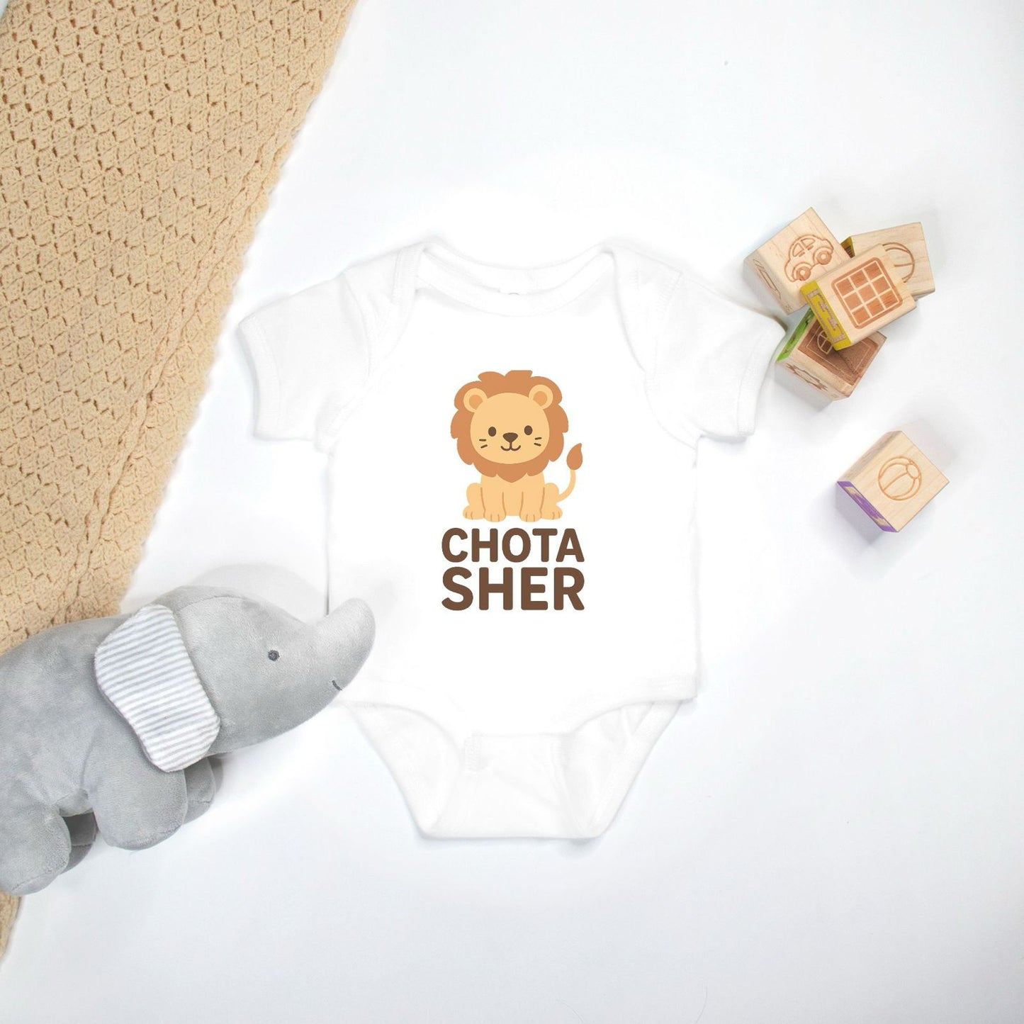 "Chota Sher" Baby Onesie - White