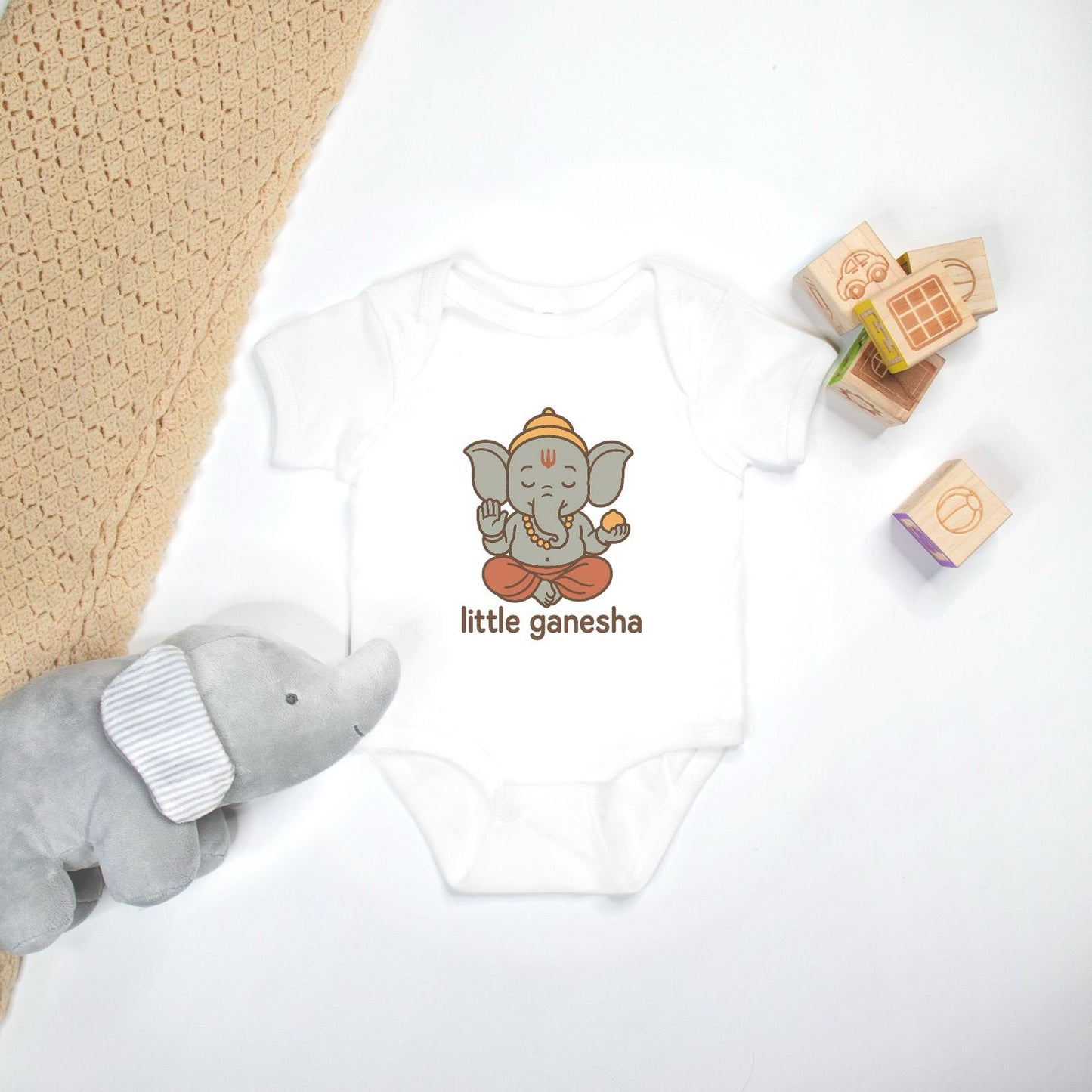 "Little Ganesha" Baby Onesie - White