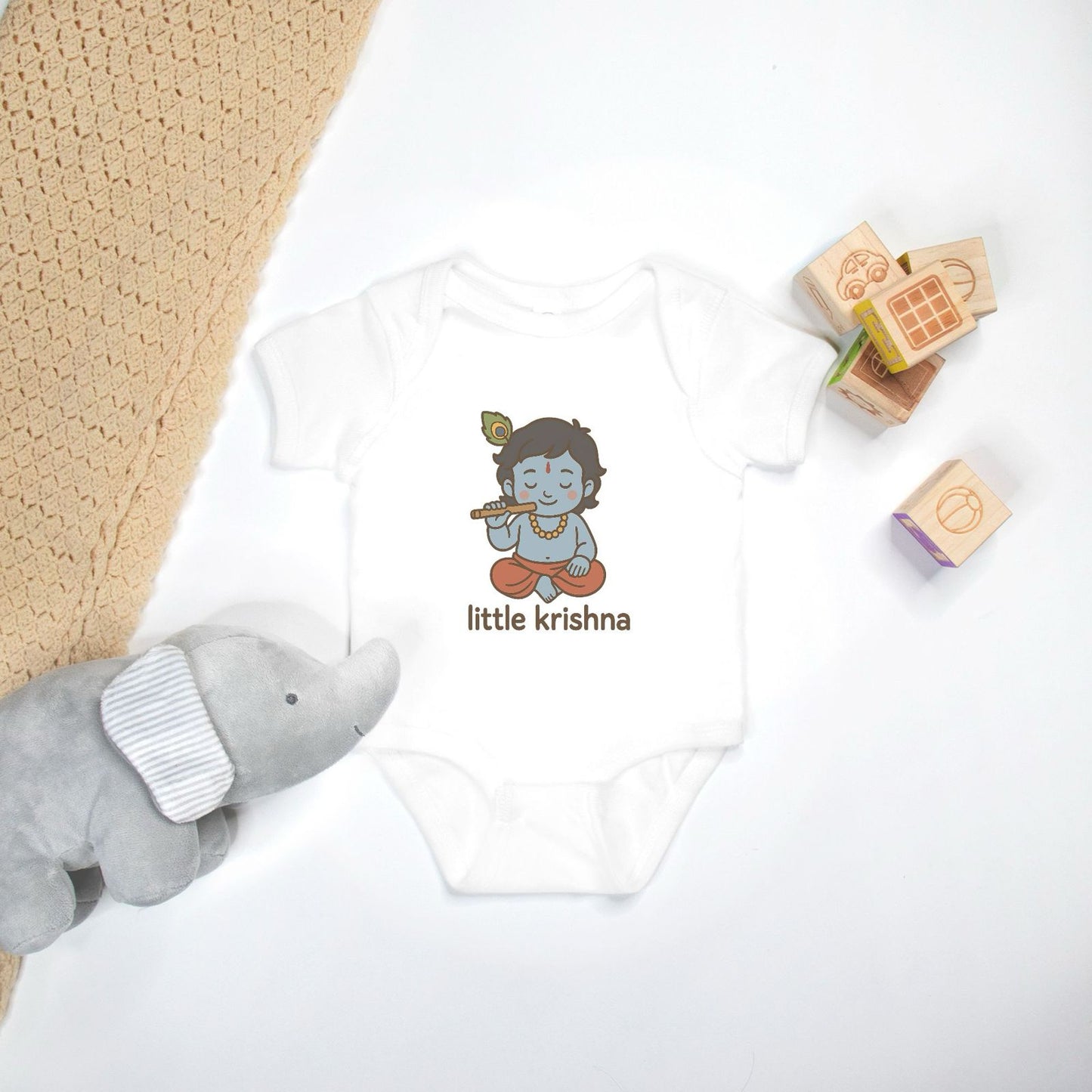 "Little Krishna" Baby Onesie - White