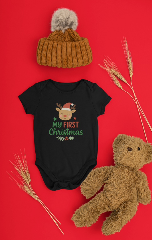 "My First Christmas" Baby Onesie - Black