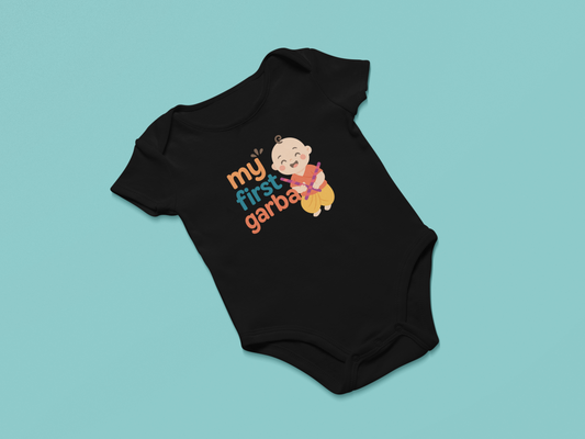 "My First Garba" Baby Onesie - Black
