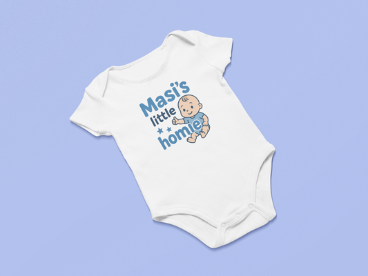 "Masi's Little Homie" Baby Onesie - White