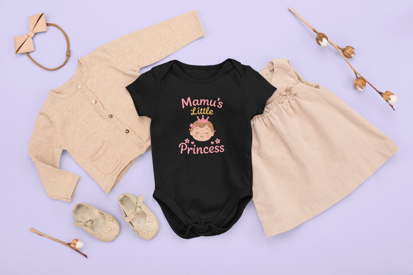 "Mamu's Little Princess" Baby Onesie - Black