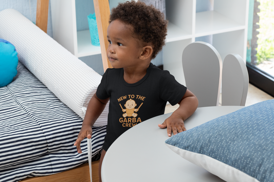 "New to the Garba Crew" Baby Onesie - Black