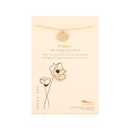 Birth Flower Necklace - Gold - POPPY
