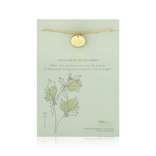 Birth Flower Necklace - Gold - HOLLY