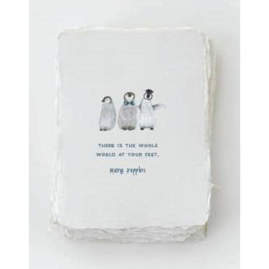 "The whole world at your feet"  Graduation Penguin Card
