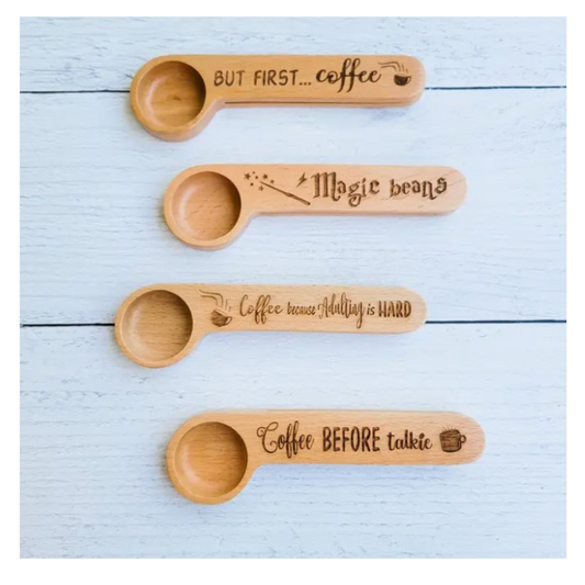 Engraved Coffee Scoop + Bag Clip  Magic Beans