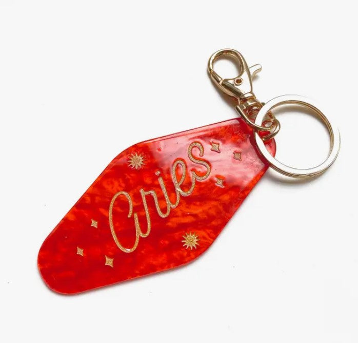 Aries Horoscope Motel Keychain