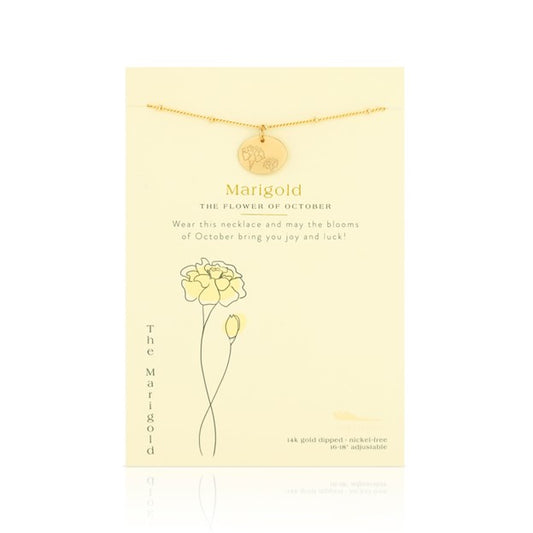 Birth Flower Necklace - Gold - MARIGOLD