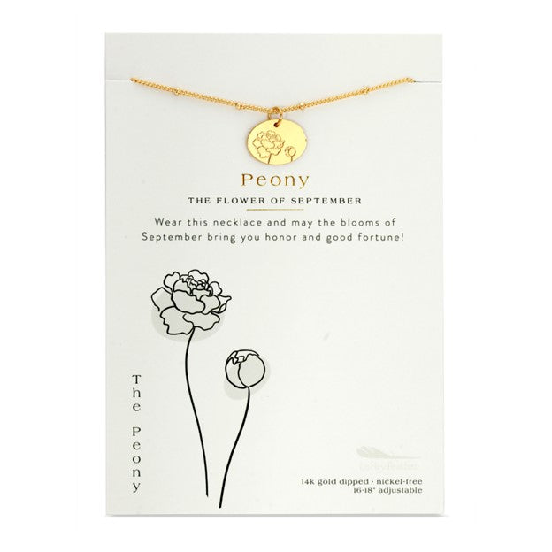 Birth Flower Necklace - Gold - PEONY