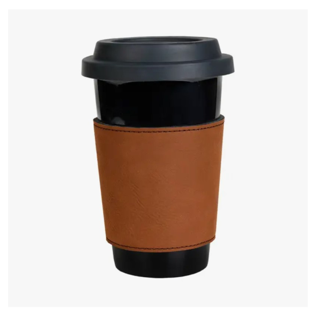 Coffee Design Leatherette Coffee Cup Sleeve | Rawhide