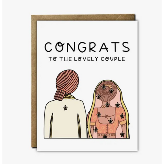 Congrats To The Lovely Couple - Indian Wedding Card
