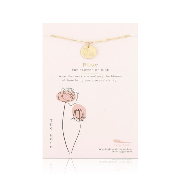 Birth Flower Necklace - Gold - ROSE