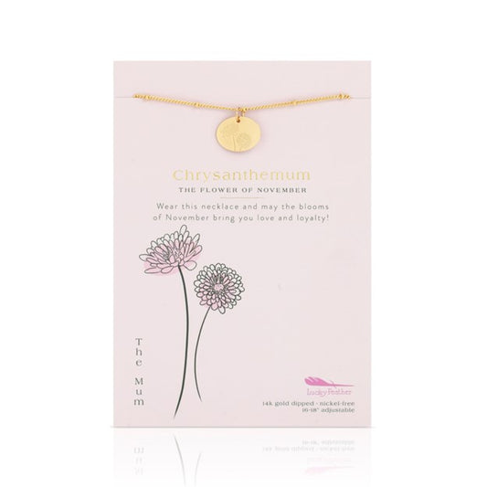 Birth Flower Necklace - Gold - CRYSANTHEMUM