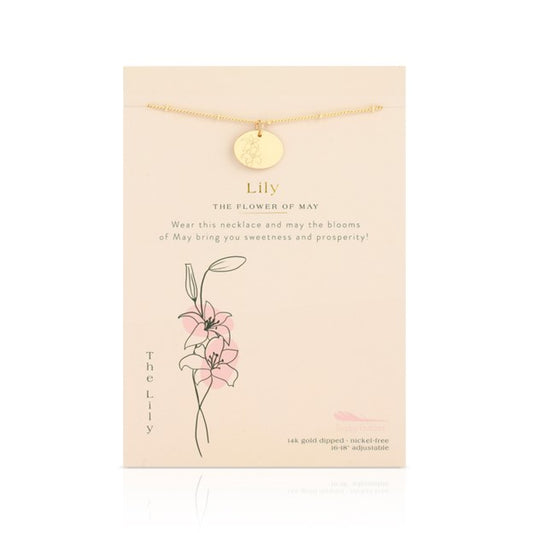 Birth Flower Necklace - Gold - LILY