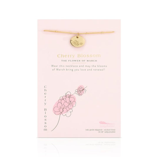 Birth Flower Necklace - Gold - CHERRY BLOSSOM