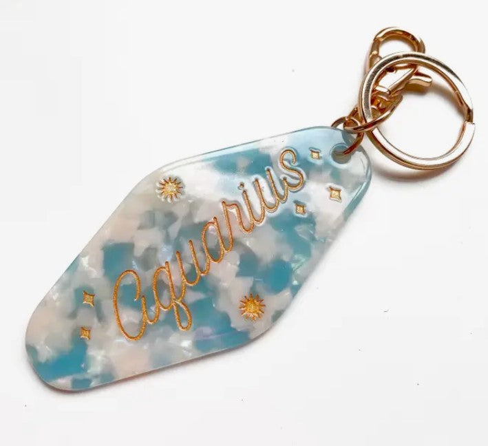 Aquarius Horoscope Motel Keychain