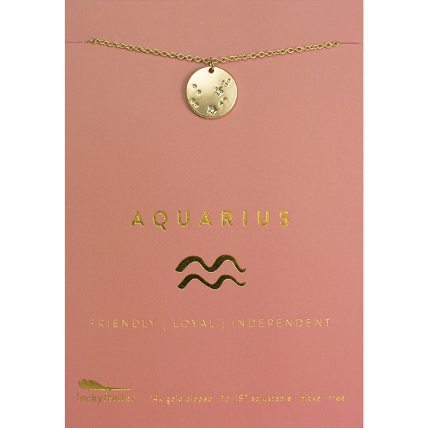 Zodiac Necklace - Gold - AQUARIUS (Jan 20-Feb 18)