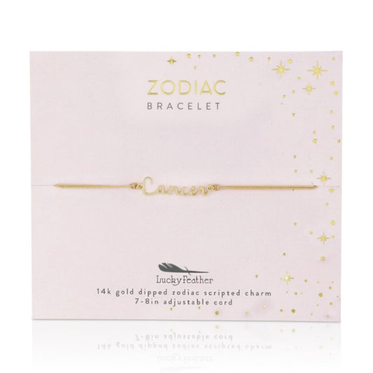Zodiac Cord Bracelet Gold - CANCER - June 21 - July 22