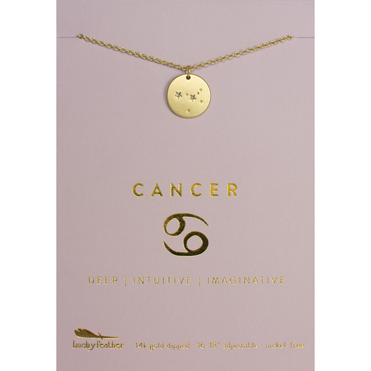 Zodiac Necklace - Gold - CANCER (Jun 21-Jul 22)