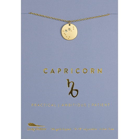 Zodiac Necklace - Gold - CAPRICORN (Dec 22-Jan 19)