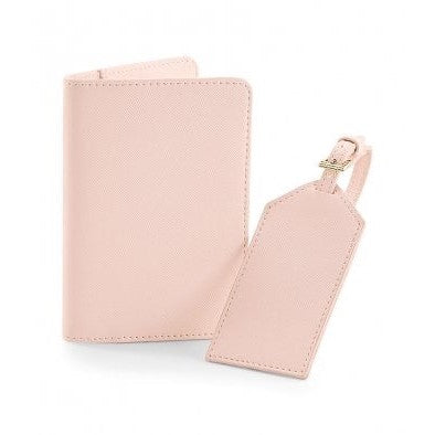 Passport Cover and Luggage Tag Set - Soft Pink
