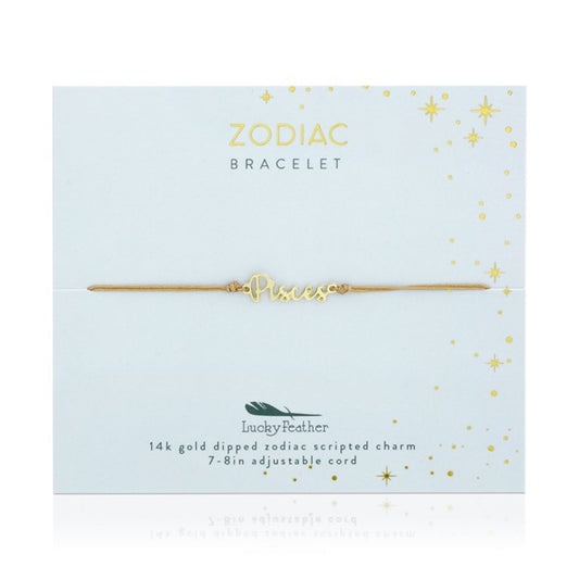 Zodiac Cord Bracelet Gold - PISCES - February 19 - March 20