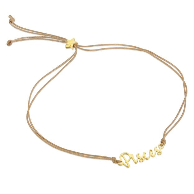 Zodiac Cord Bracelet Gold - PISCES - February 19 - March 20