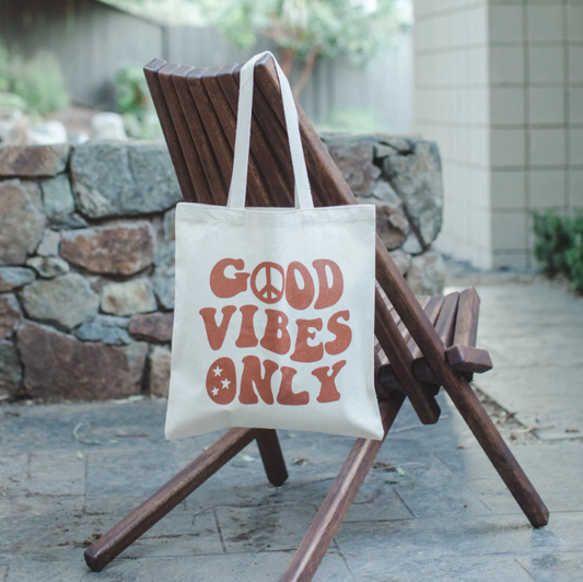 "Good Vibes Only" Canvas Tote Bag
