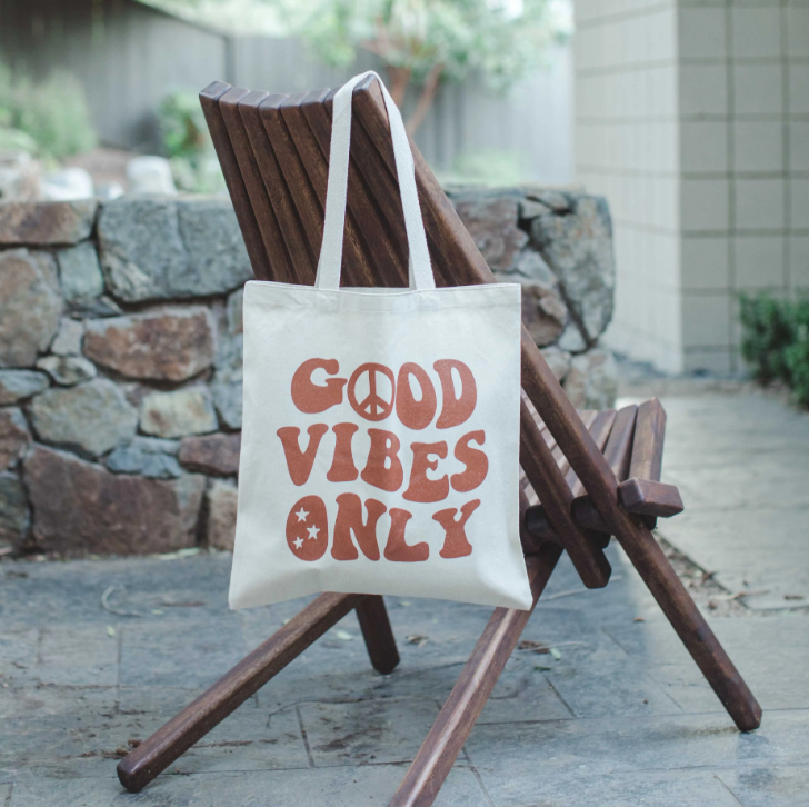"Good Vibes Only" Canvas Tote Bag