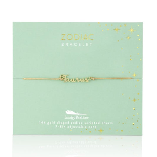 Zodiac Cord Bracelet Gold - TAURUS - April 20 - May 20